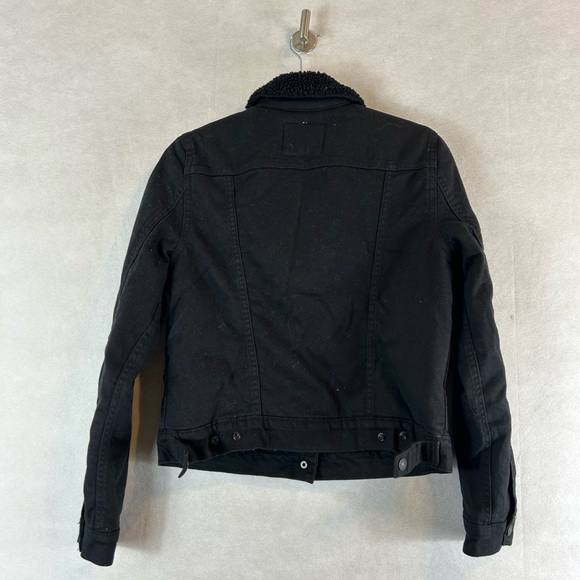 Levi’s black original Sherpa trucker denim Jean Jacket gently used size Small - Picture 4 of 7